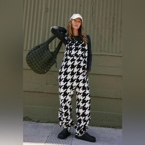 NWT Free People Hit The Slopes Salopette In Houndsstooth
